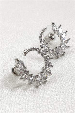 Silver Mekik Baget Taşlı Küpe