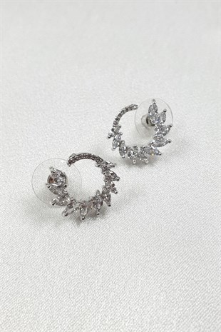 Silver Mekik Baget Taşlı Küpe