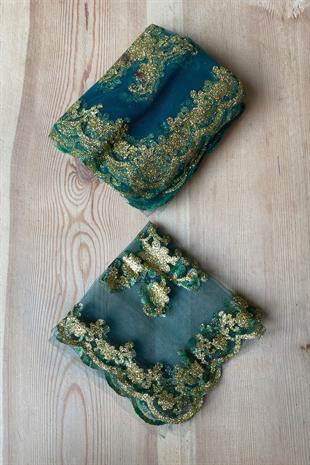 Glitter Foil Printed Bridal Halay Handkerchief 50 pcs