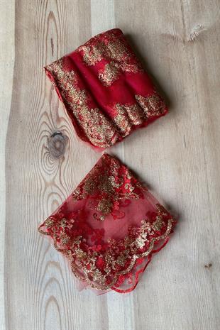 Glitter Foil Printed Bridal Halay Handkerchief 50 pcs