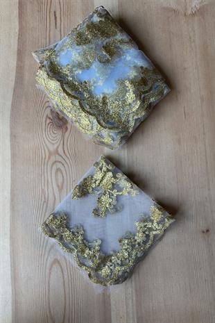 Glitter Foil Printed Bridal Halay Handkerchief 50 pcs