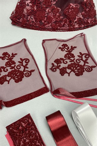 Sim Varaklı Gelin Yüz Örtüsü ve Damat Örtüsü Takı Kurdelesi
