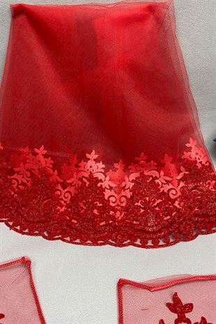 Simli Gelin Duvağı Sim Nakışlı Damat Örtüsü Takı Kurdele Seti