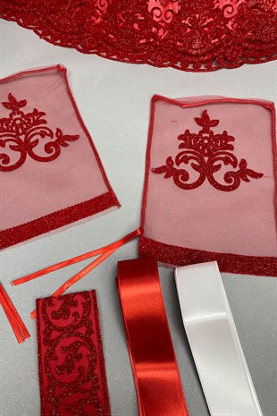 Simli Gelin Duvağı Sim Nakışlı Damat Örtüsü Takı Kurdele Seti