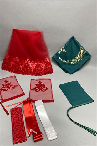 Simli Gelin Duvağı Sim Nakışlı Damat Örtüsü Takı Kurdele Seti