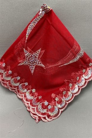 Simli Gelin Duvağı ve Ay Yıldızlı Damat Örtüsü Takı Kurdele Seti