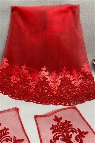 Simli Gelin Duvağı ve Ay Yıldızlı Damat Örtüsü Takı Kurdele Seti