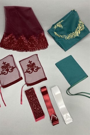 Simli Gelin Duvağı ve Damat Örtüsü Takı Kurdele Set