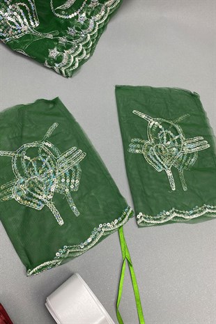 Simli Gelin Duvağı ve Damat Örtüsü Takı Kurdele Seti