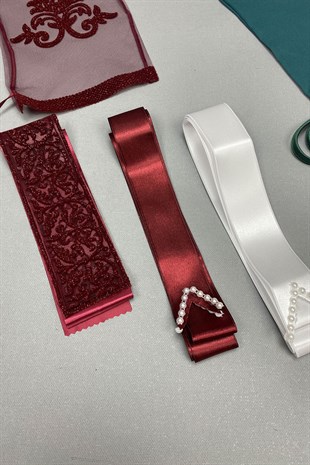 Simli Gelin Duvağı ve Damat Örtüsü Takı Kurdele Set