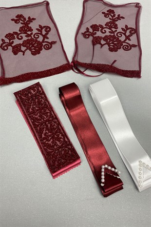 Simli Gelin Duvağı ve Takı Kurdele Seti