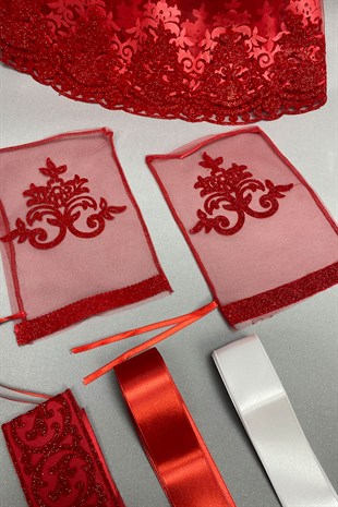 Simli Gelin Duvağı ve Takı Kurdele Seti