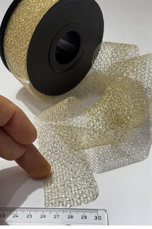 Glittery Gold Ribbon for Wrapping, 4 cm x 20 Meters