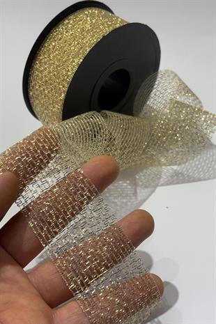 Glittery Gold Ribbon for Wrapping, 4 cm x 20 Meters