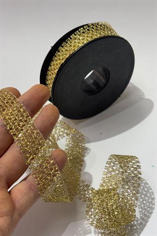 Simli Gold Şerit Kurdele Bohça Süsleme 2,5 cm 20 Metre