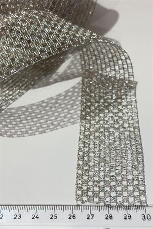 Simli Gümüş Şerit Kurdele Bohça Süsleme 4 cm 20 Metre