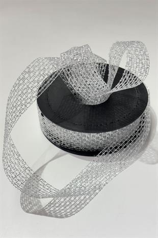 Glittery Silver Ribbon for Bundle Decoration, 2.5 cm, 20 Meters