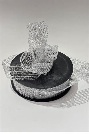 Glittery Silver Ribbon for Bundle Decoration, 2.5 cm, 20 Meters