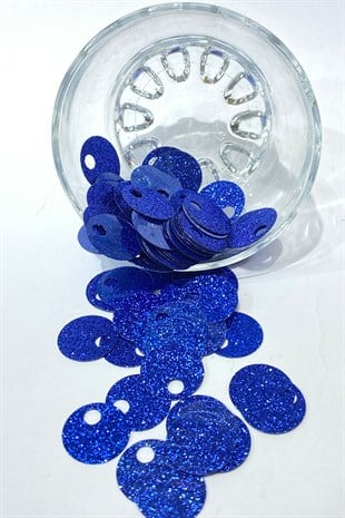 Simli Saks Mavi Patik ve Çanta Pulu 20 mm