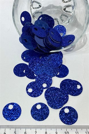 Simli Saks Mavi Patik ve Çanta Pulu 20 mm