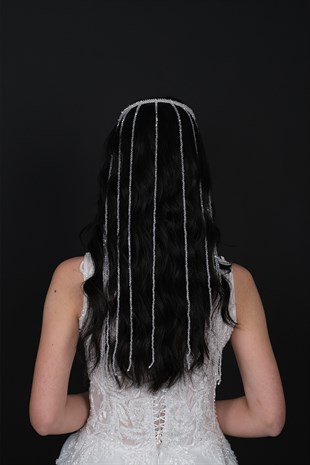 Sıralı Kristal Boncuklu Gelin Saç Aksesuarı