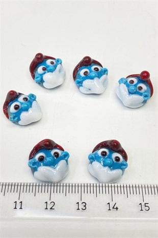 Şirinler Cam Boncuk Bileklik Ucu Mavi 1 Adet