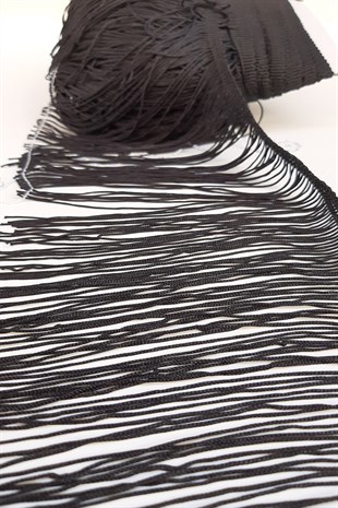 Siyah 15 Cm Saçak Şerit Püskül