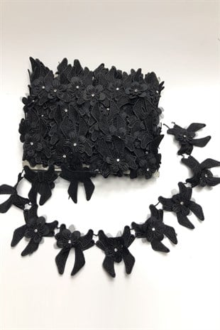 Siyah 3 Boyutlu Fiyoklu Taşlı Şerit