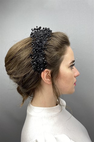 Black Agena Crystal Stone Henna and Bridal Crown