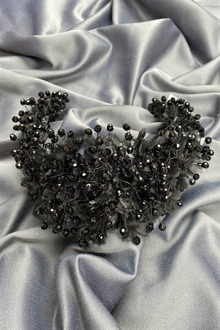 Black Agena Crystal Stone Henna and Bridal Crown