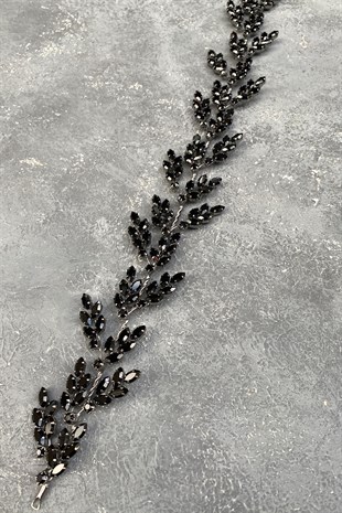 Black Beryl Leaf Motif Bridal Henna Crown Hair Accessory