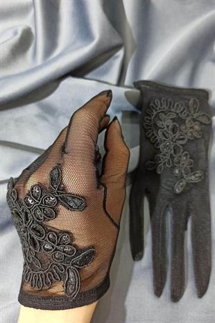 الجملة قفازات مطرزة باللون الأسود