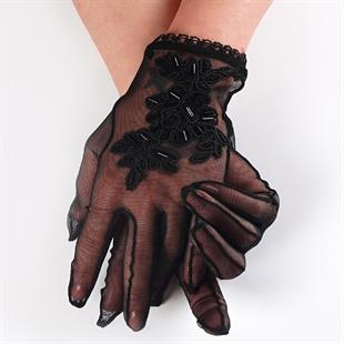 الجملة قفازات الزفاف مطرز الأسود