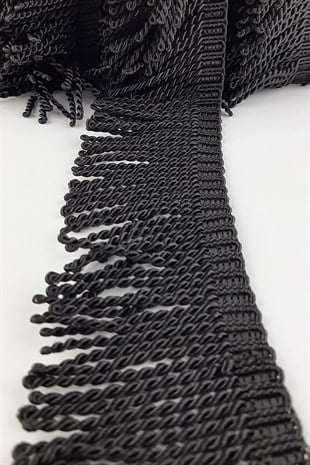 Siyah Burgulu Bulyon Saçak Püskül 7 cm