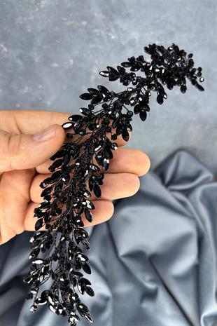 Siyah Defne Gelin Tacı Saç Ve Türban Aksesuarı