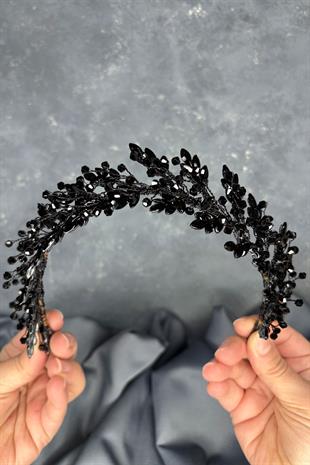 Siyah Defne Gelin Tacı Saç Ve Türban Aksesuarı