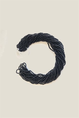 خرز رملي باللون الأسود اللامع 2 مم