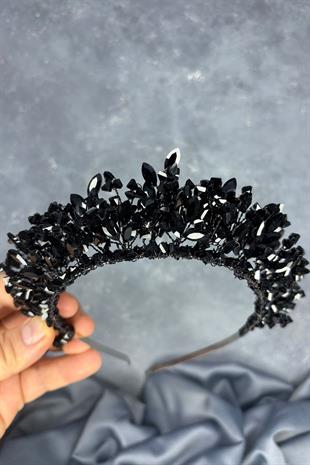 Black Nature Beaded Bridal Henna Crown Bridal Hair Accessory
