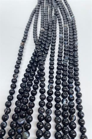 Siyah Doğal Taş Akik 6 mm