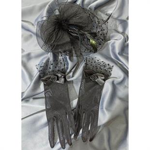 الجملة القفازات السوداء عادي - قبعة الزفاف رقصة البولكا نقطة Voilet