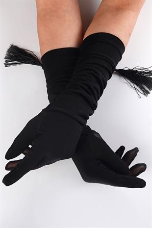 الجملة قفازات الزفاف الساتان الأسود عادي ماتي