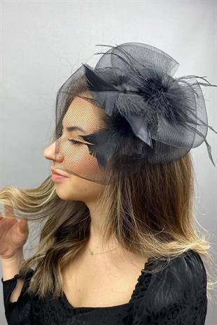 الجملة الأسود الزفاف التبعي قبعة الزفاف الفوال الأسود