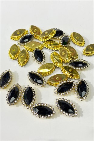 Siyah  Gold Kasalı Mekik Dikme Taş 10 Adet