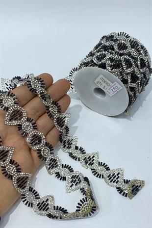 Siyah Gümüşlü Ütüyle Yapışan Şerit Aplik 