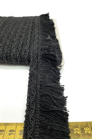 Black Rope Tassel Fringe Ribbon 5 cm