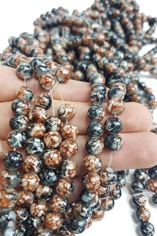 Siyah-Kahve Desenli Dizi Cam Boncuk