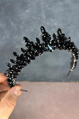 Black Lycian Beaded Bridal Henna Crown