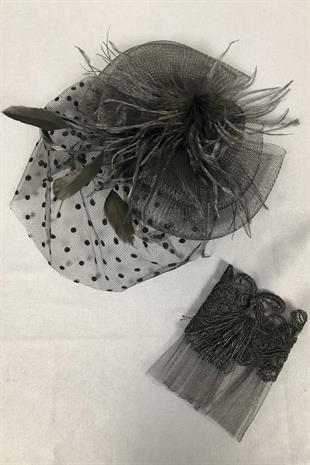 الجملة قبعة الزفاف الأسود والإكسسوارات سوار