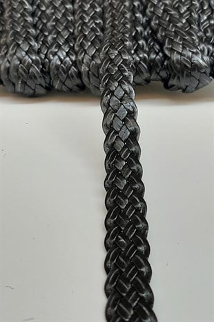 Siyah Örgülü Deri Şerit 1,5 Cm