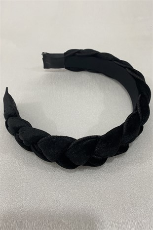 Siyah Örgülü Kadife Taç